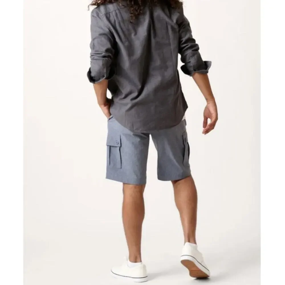 NWT Wearfirst Mens Cationic Cargo Shorts Navy Heather Size 30‎